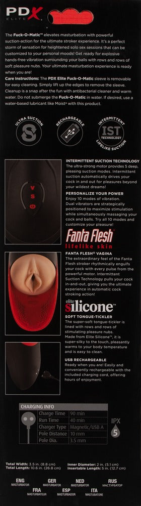 PDX Elite Fuck-O-Matic – Masturbator mit Hodenstimulation & Saugfunktion