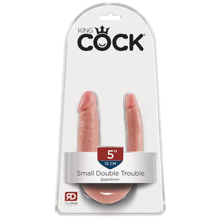double-trouble king cock Doppeldildo in heller Hautfarbe, in Verpackung