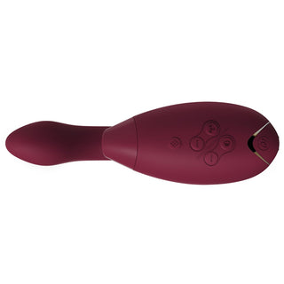 Duo Womanizer, doppelt stimulierender Vibrator in schwarz, Luftdruck Ventil zu sehen