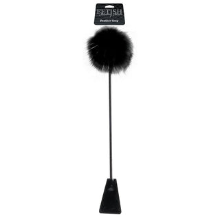 Feather Crop Peitsche mit Federn und Paddel in schwarz, Verpackung