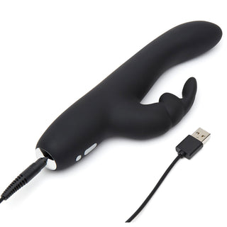 Greedy Girl Slimline Rabbit Vibrator G-Punkt Vibrator in schwarz, von vorne, knopfleiste