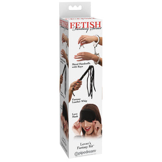 Lovers Fantasy Kit, Fetisch Set mit Augenbinde, Handschellen und Peitsche, Verpackung