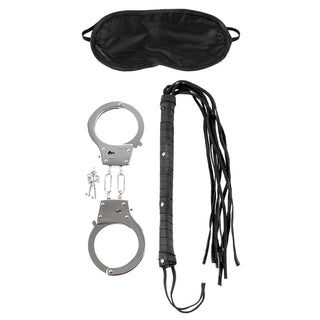 Lovers Fantasy Kit, Fetisch Set mit Augenbinde, Handschellen und Peitsche