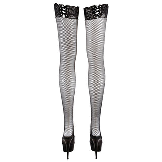 Straps Strümpfe in schwarzer Netzoptik von Cottelli Legwear
