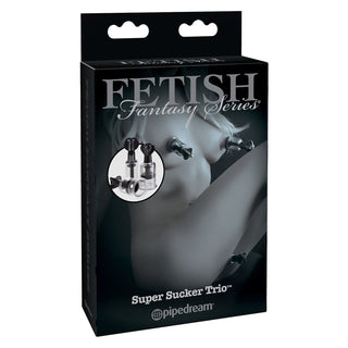 Super Suckers Trio, transparente Nippel und Klitoris Sauger in Verpackung