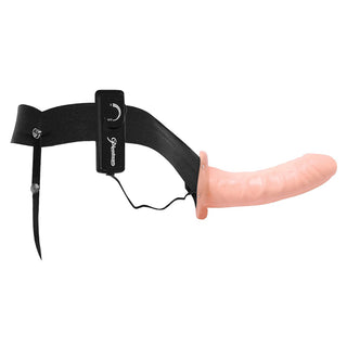Vibrierender hohler Strap-on mit Fernbedienung in heller Hautfarbe