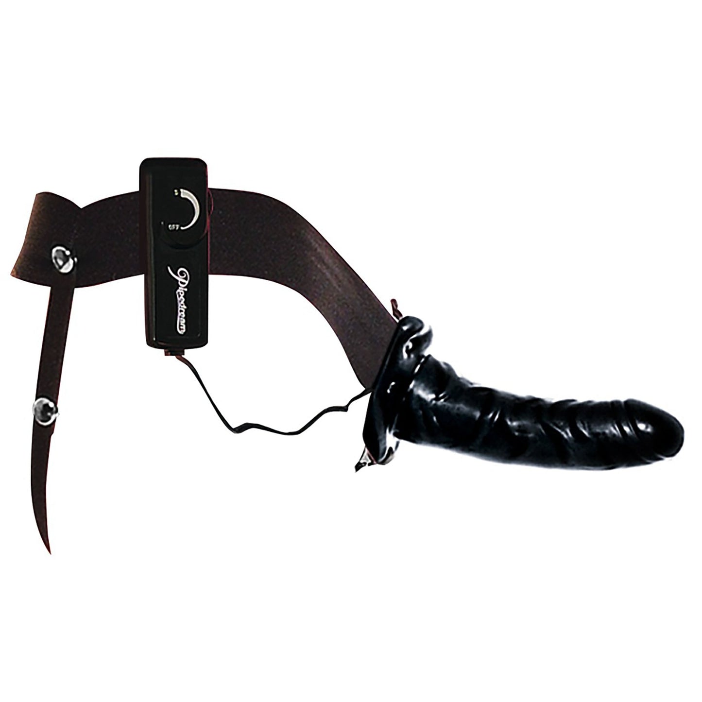 Vibrierender hohler Strap-on mit Fernbedienung in schwarz