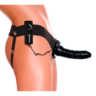 Vibrierender hohler Strap-on mit Fernbedienung in schwarz