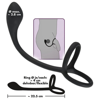 Black Velvets Cock & Ball Ring + Plug