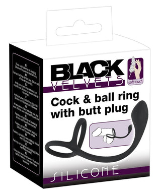 Black Velvets Cock & Ball Ring + Plug