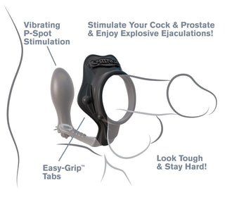 Penis &amp; testicle ring with anal plug "Rock Hard Ass-Gasm"