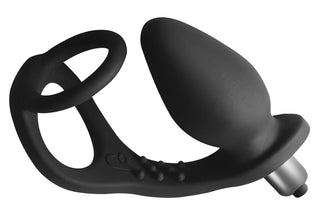 Anal vibrator with double ring RO-ZEN - black