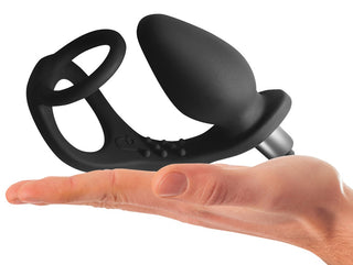 Anal vibrator with double ring RO-ZEN - black