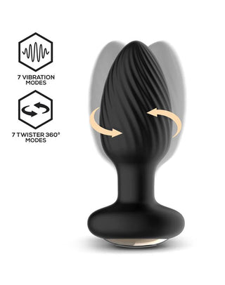 Into You - Drago - Analplug mit Vibration, 360°-Drehbewegung und Fernbedienung - Schwarz