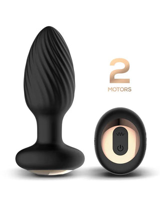 Into You - Drago - Analplug mit Vibration, 360°-Drehbewegung und Fernbedienung - Schwarz