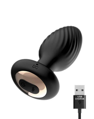 Into You - Drago - Analplug mit Vibration, 360°-Drehbewegung und Fernbedienung - Schwarz