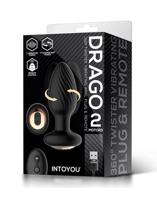 Into You - Drago - Analplug mit Vibration, 360°-Drehbewegung und Fernbedienung - Schwarz
