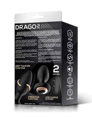 Into You - Drago - Analplug mit Vibration, 360°-Drehbewegung und Fernbedienung - Schwarz
