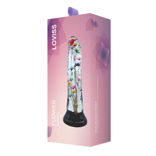 Rimba LOVISS Helichrysum Dildo mit Gartenblumen-Textur Transparent