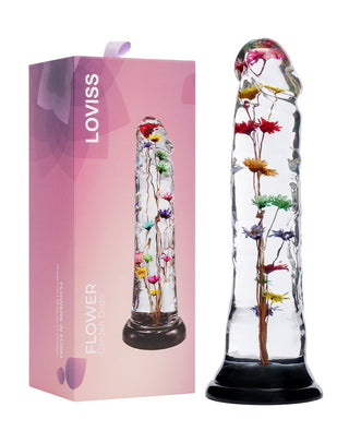 Rimba LOVISS Helichrysum Dildo mit Gartenblumen-Textur Transparent