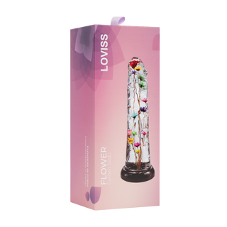 Rimba LOVISS Helichrysum Dildo mit Gartenblumen-Textur Transparent