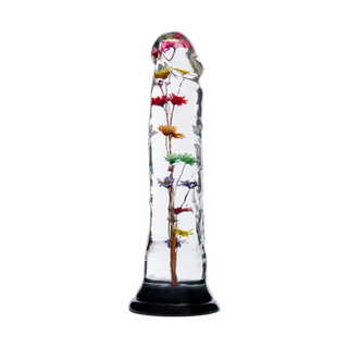 Rimba LOVISS Helichrysum Dildo mit Gartenblumen-Textur Transparent