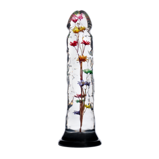 Rimba LOVISS Helichrysum Dildo mit Gartenblumen-Textur Transparent