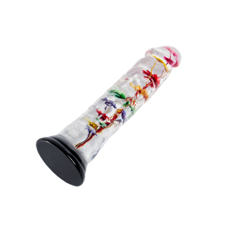 Rimba LOVISS Helichrysum Dildo mit Gartenblumen-Textur Transparent