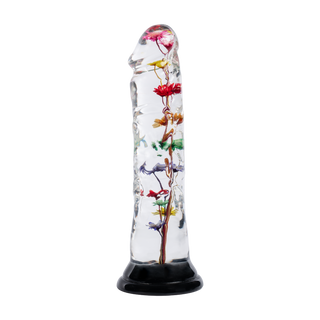 Rimba LOVISS Helichrysum Dildo mit Gartenblumen-Textur Transparent