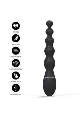 Hidden Desire Extreme Perlen-Anal-Power-Vibrator aus Silikon Schwarz
