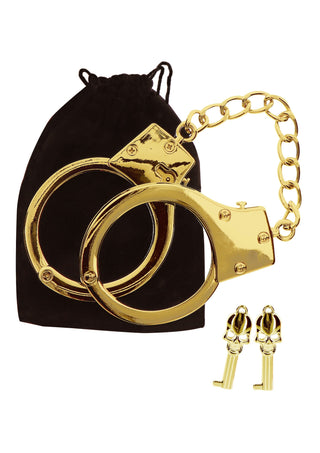 Luxuriöse Gold Plated BDSM Handfesseln Verstellbar mit Aufbewahrungsbeutel