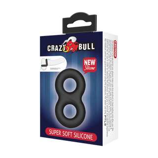 Crazy Bull Modell 17 Doppel-Penisring aus superweichem Silikon Schwarz