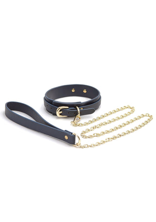 NS Novelties Bondage Couture Halsband Mit Leine Blau