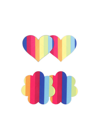 Pretty Pasties Herz und Blume 2 Paar Rainbow von NS Novelties