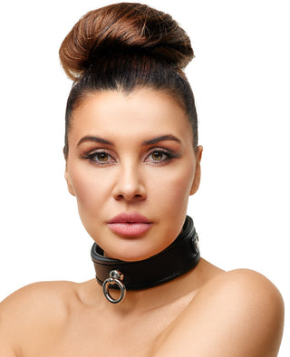 Leder Halsfessel schwarz - S-L   SV