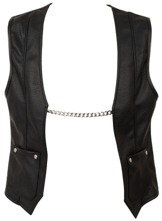 Svenjoyment Herren Weste Biker-Style Schwarz