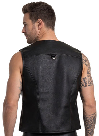 Svenjoyment Herren Weste Biker-Style Schwarz
