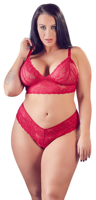 Plus-size bra and thong open