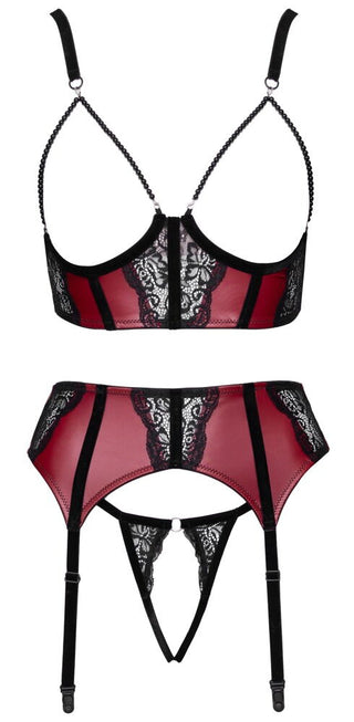 Cottelli LINGERIE Damen Straps-Set Dunkelrot/Schwarz
