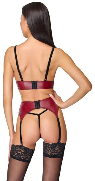 Cottelli LINGERIE Damen Straps-Set Dunkelrot/Schwarz