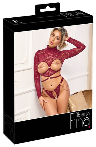 Abierta Fina Damen Ouvert-Set Dunkelrot