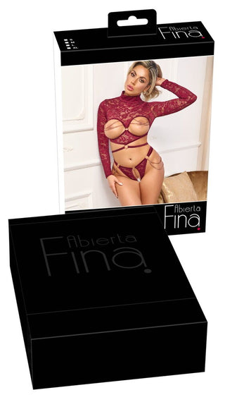 Abierta Fina Damen Ouvert-Set Dunkelrot