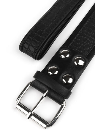 AVANZA FEROS Croc-Embossed Halsband und Leine Black