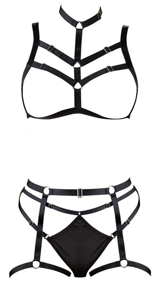 Cottelli LINGERIE Harness Set Bondage-Look Schwarz S-L