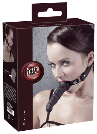 Imitation leather mouth gag with dildo