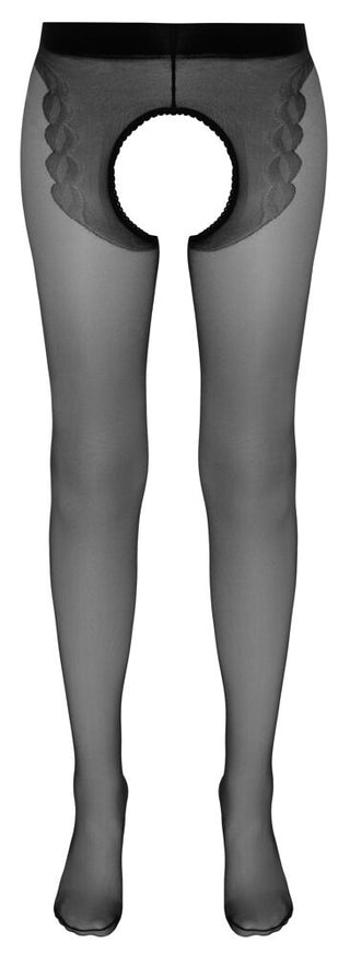 Open crotch tights with decorative seam