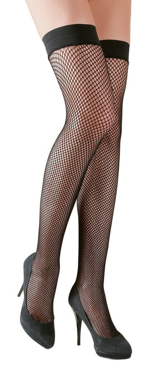 Black hold-up fishnet stockings