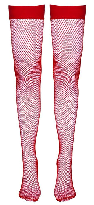 Red fishnet stockings