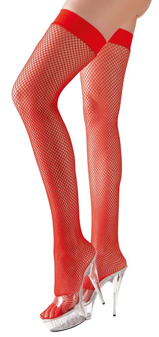 Red fishnet stockings