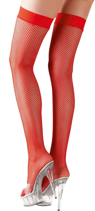 Red fishnet stockings